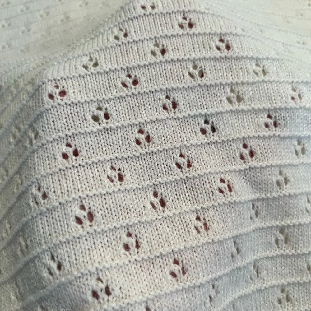 J. Crew Sweater Medium Open Knit Eyelet Cream Ivory Crewneck Alpaca Wool
